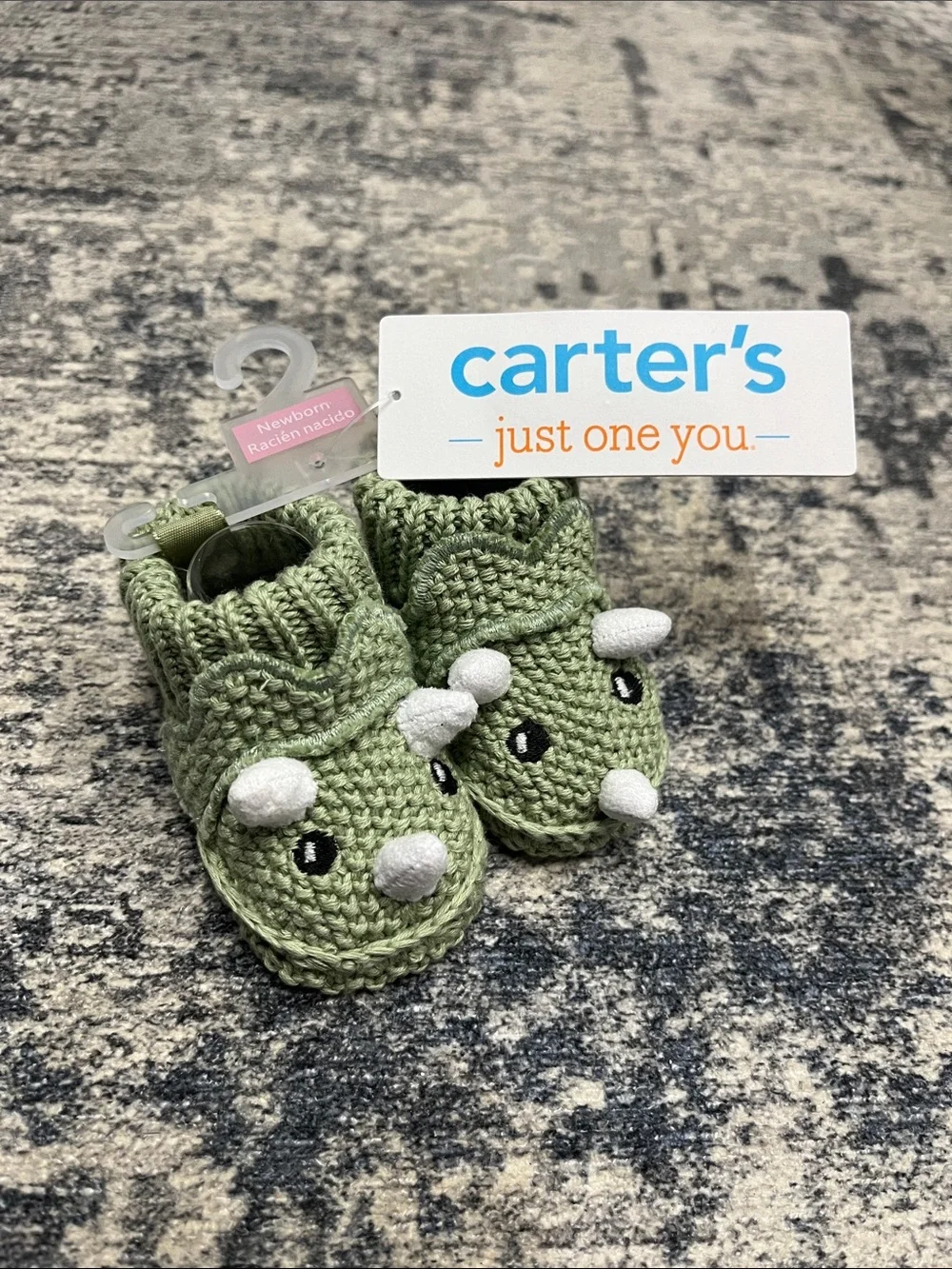 Carter's Green Knit Dinosaur Booties